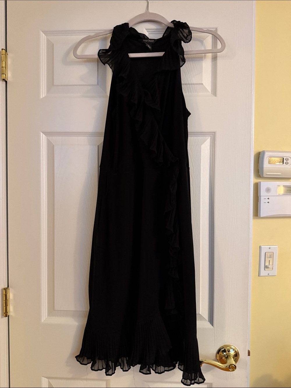 White House Black Market Black Dress with Ruffle Detail